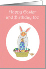 Happy Birthday, and Easter, Girl in bunny suit,for girl, for child. card