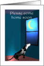 Please Come home soon, Lonely dog, and moon in window card