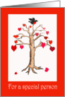 Heart tree and bird, for special person. card