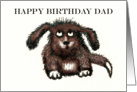 Happy Birthday Dad,from dog, brown shaggy dog.humor card