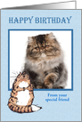 Happy Birthday to dog from cat, photo frame, card