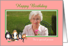 Happy Birthday, pink frame,For a special person, custom frame, cats card