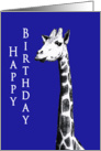 Birthday for Ex Partner, Black and white drawing of giraffe card