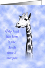 Romance, giraffe in clouds. card