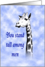 Happy birthday husband, giraffe in clouds card