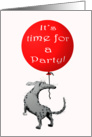 It’s time for a party , Invitation Birthday party, Grey spotty dog with balloon card