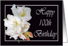 Happy 100th Birthday, white rhododendron card