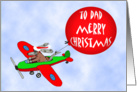 to Dad, Merry Christmas,from all of us, flying dog with balloon, humor card