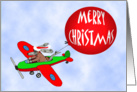 Merry Christmas,for son, flying dog with balloon, humor card
