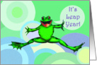 It’s Leap Year! Will you mary me?Green frog and bubbles. card