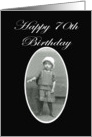 Happy 70th birthday , little child in hat, vintage card