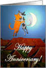 Happy Anniversary, two dogs jumping, humor. card