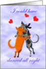 Dancing,for boyfriend, two dogs , humor. card