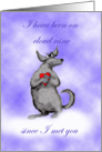 Dog on cloud nine with love heart, humour card
