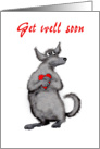 Get well soon, Dog with love heart, humour card