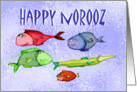 Happy Norooz, swimming fish, humor. card