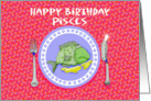 Happy Birthday Pisces fish on plate humor card