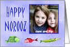 Happy Norooz, custom photo card, with fish, to grandma card