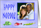 Happy Norooz, custom photo card, with fish, across the miles card