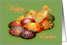 Easter Greetings, Persian paterned eggs and ducklings card