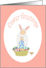 Easter Greeting, bunny ,Easter eggs and basket.for daughter card