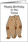 Happy Birthday to the twins, two Brown bears.for boys card