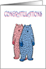 Congratulations on birth of twins, girl and boy bears. card