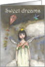Sweet dreams, Angel in clouds, with kite and bird card