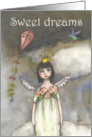 Sweet dreams, Angel in clouds, with kite and bird card