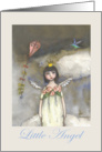 Thinking of you, Angel in clouds, with kite and bird card