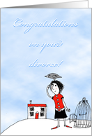 Congratulations on your divorce, girl and bird,Humour card