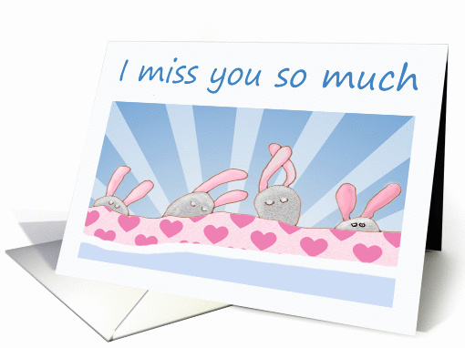 Miss you bunnies in bed.homesick, for parents card (1236176)