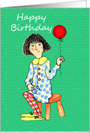 Happy Birthday, To Niece, little girl and red balloon. card