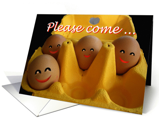 Please come on holiday with us,happy eggs, card (1284446)