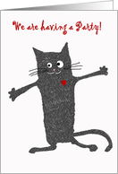 Invitation to Party, crazy cat.humor card