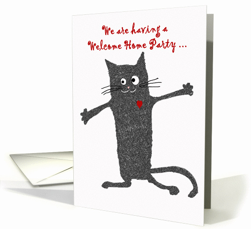 Invitation toWelcome Home Party, crazy cat.humor card (1286296)