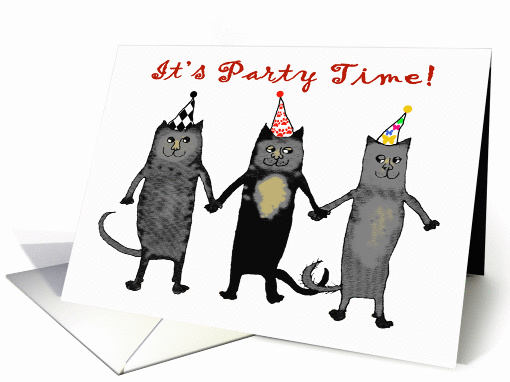 Invitation Party, crazy catS.humor, PARTY HATS card (1286468)