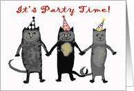 Invitation Party, crazy catS.humor, PARTY HATS card