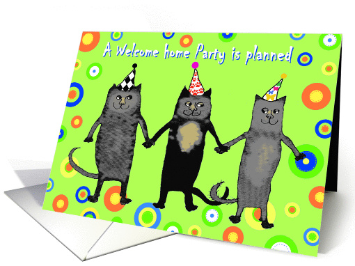 Invitation Welcome home party,cats.humor PARTY HATS card (1286488)