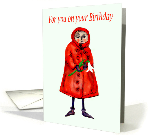 Red riding Hood Birthday with white lily, for daughter card (1288186)