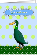 Get well soon, achilies tendon surgery, duck.humor, for son card