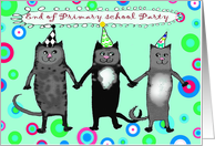 Invitation to End of Primary School party, three crazy cats card