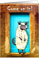 Come on in! wolf in sheep’s clothing,humor. card