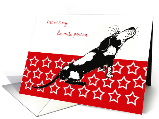 ,Sad black and white hound,custom front text card (1296816)