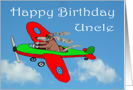 Happy Birthday Uncle, flying dog pilot .Humor. card