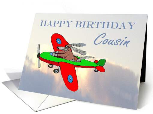 Happy Birthday Cousin, flying dog pilot .Humor. card (1299600)