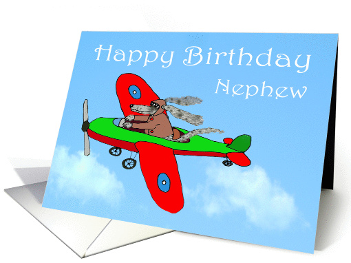 Happy Birthday Nephew, flying dog pilot .Humor. card (1299602)