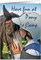 Have fun at Pony Camp, pony and little girl. card