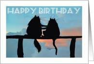 Happy Birthday, two black cats silhouettes card