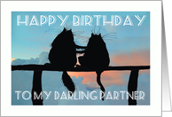 Happy Birthday, to partner,two black cats silhouettes card